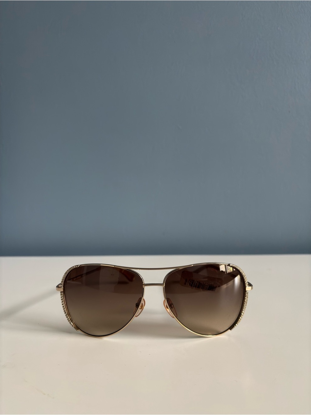 Gold Frame Brown Gradient Aviator Sunglasses - Women